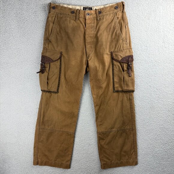 Double RL RRL Pants Men 30 Brown Paratrooper Military Cargo Ralph Lauren VTG Y2K - Picture 1 of 11